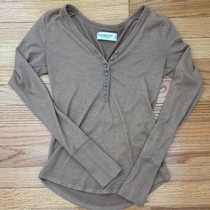 Soft A&F Cozy Collection Taupe Long Sleeve Tee
